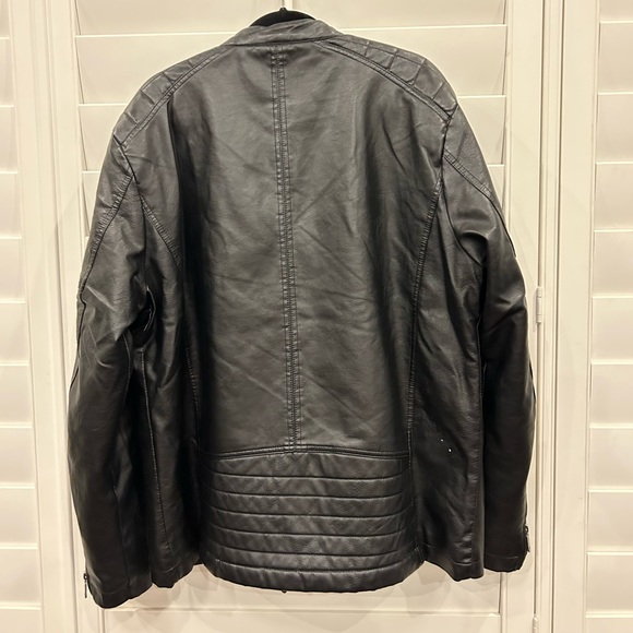 SCHDARROW KNHOR Mens Faux Leather Full-Zip Motorcycle Jacket - Picture 3 of 6
